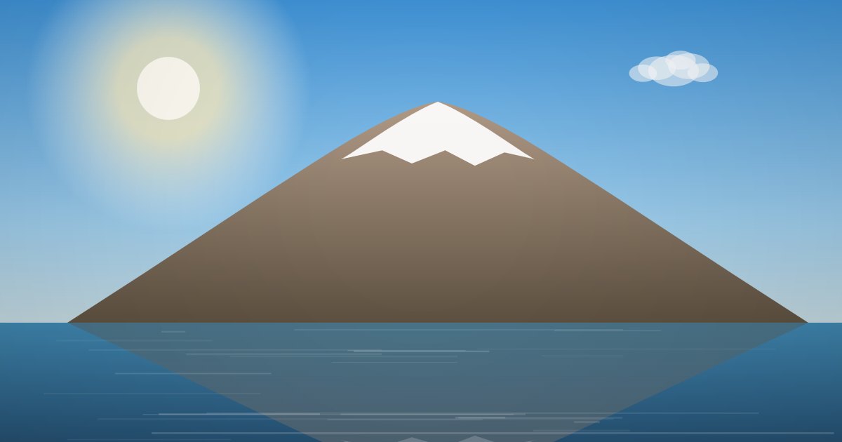 紅葉の季節の富士山と湖のイラスト