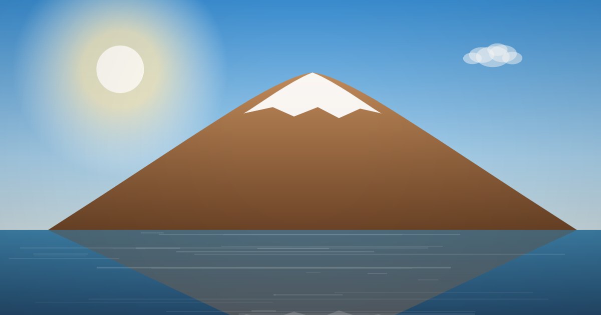 紅葉のピークの富士山と湖のイラスト