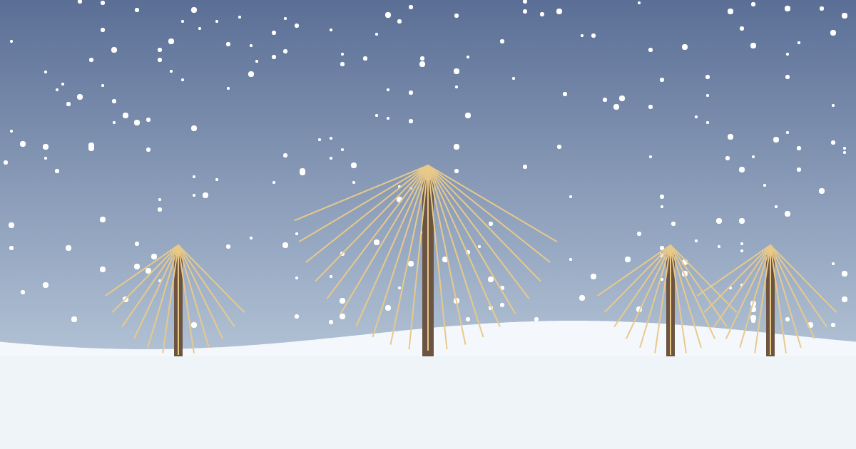 雪吊りと雪景色のイラスト（金沢・兼六園のイメージ）