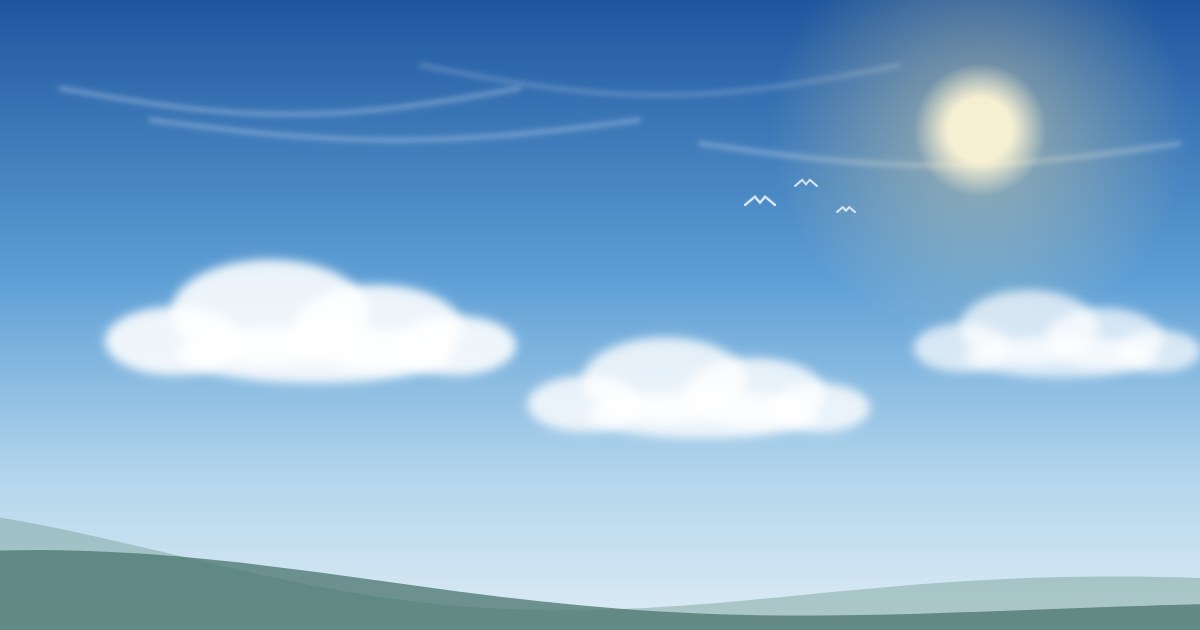青空に浮かぶ雲と太陽のイメージ