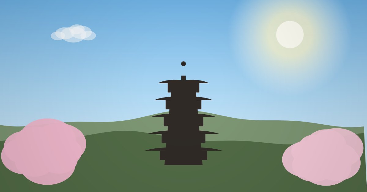 桜と五重塔、春の京都のイラスト