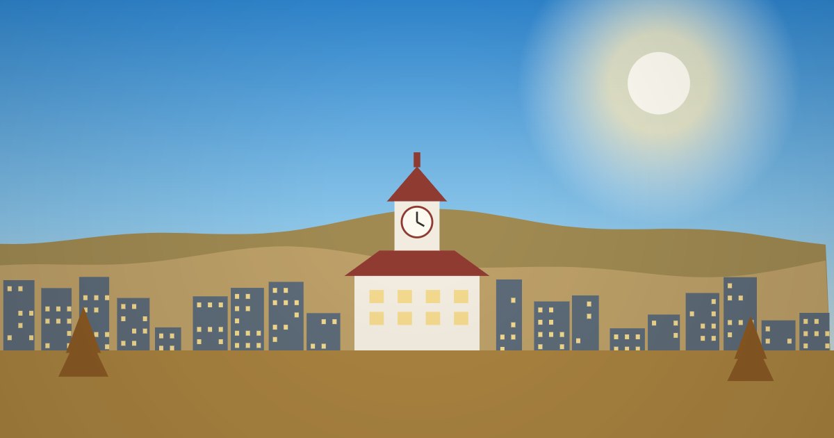 紅葉の季節の札幌の街と時計台のイラスト