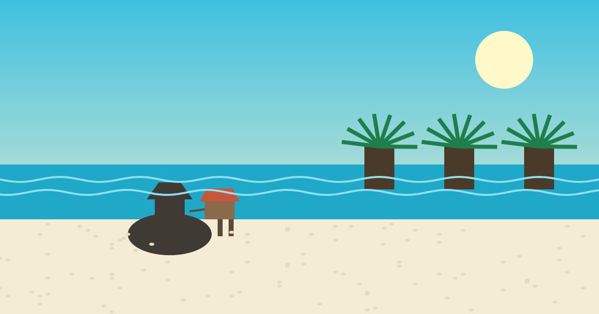 竹富島・西表島の風景イラスト
