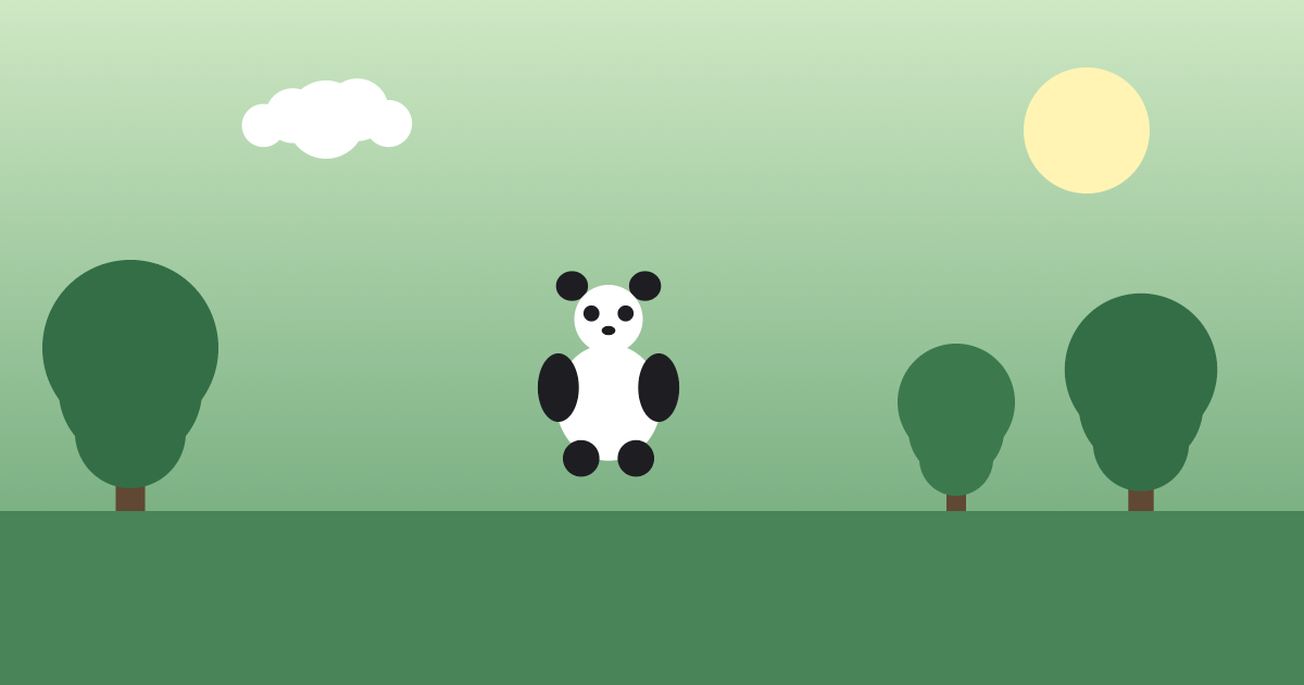 木立の中のパンダのイラスト（上野動物園のイメージ）